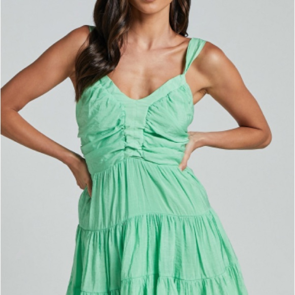 SHOWPO Green Sleeveless Tiered Dress